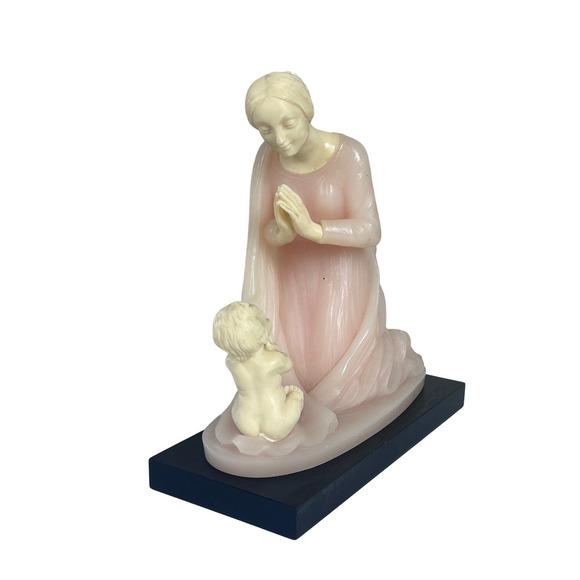 Vintage Ruggeri Bianchi Italy Madonna Child Figurine Religious Alabaster Resin - Picture 2 of 12